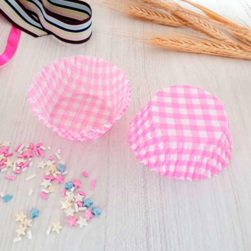 Cápsula papel horneable con diseño rosado